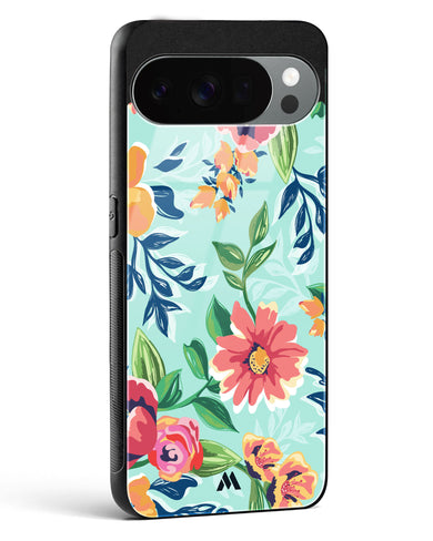 Flower Print on Canvas Glass Case Phone Cover (Google)