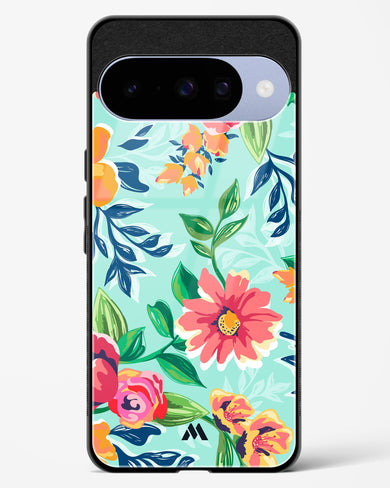 Flower Print on Canvas Glass Case Phone Cover (Google)