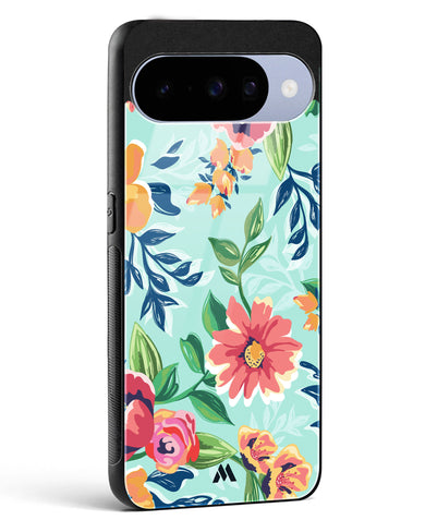 Flower Print on Canvas Glass Case Phone Cover (Google)