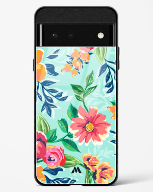 Flower Print on Canvas Glass Case Phone Cover (Google)