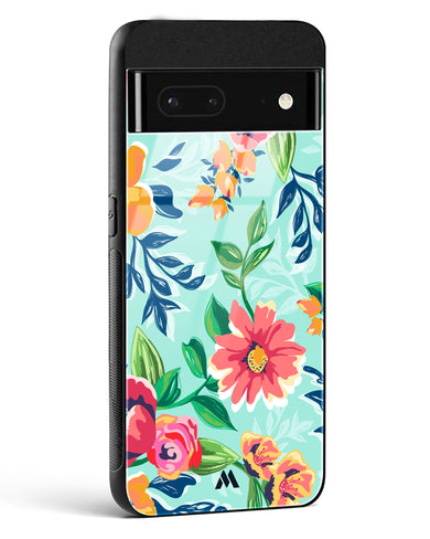 Flower Print on Canvas Glass Case Phone Cover (Google)