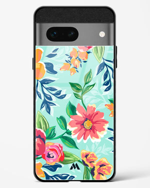 Flower Print on Canvas Glass Case Phone Cover (Google)