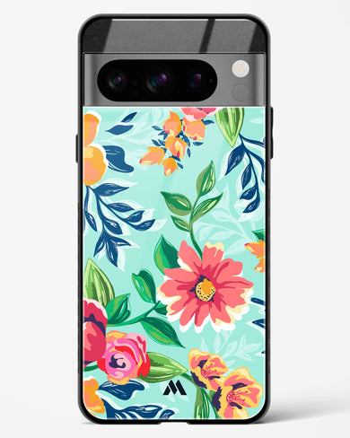 Flower Print on Canvas Glass Case Phone Cover (Google)