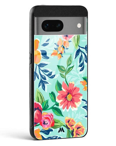 Flower Print on Canvas Glass Case Phone Cover (Google)