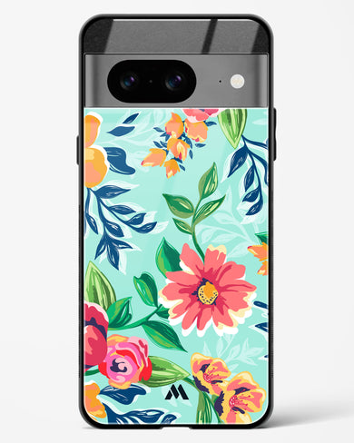 Flower Print on Canvas Glass Case Phone Cover (Google)