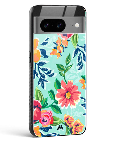 Flower Print on Canvas Glass Case Phone Cover (Google)