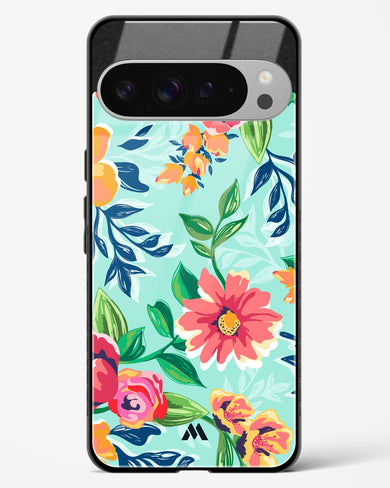 Flower Print on Canvas Glass Case Phone Cover (Google)
