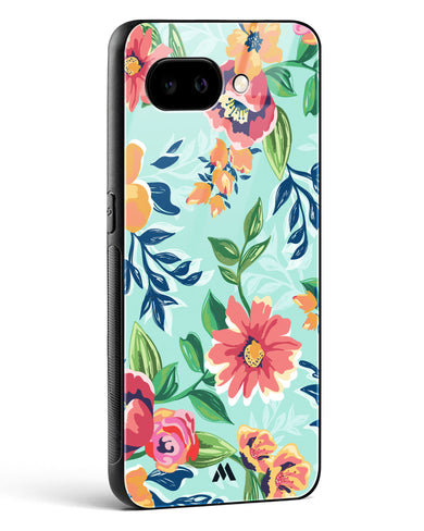 Flower Print on Canvas Glass Case Phone Cover (Google)
