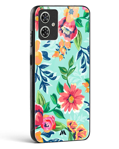 Flower Print on Canvas Glass Case Phone Cover-(Motorola)