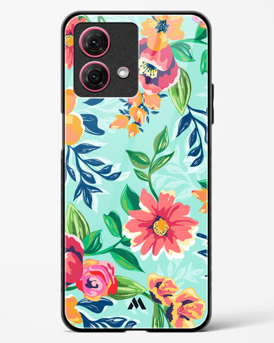 Flower Print on Canvas Glass Case Phone Cover-(Motorola)