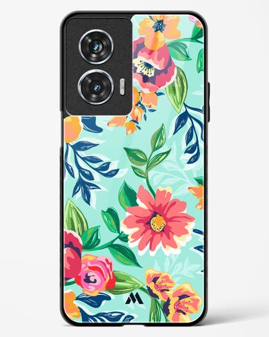 Flower Print on Canvas Glass Case Phone Cover (Motorola)