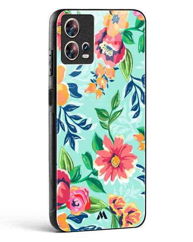 Flower Print on Canvas Glass Case Phone Cover-(Motorola)