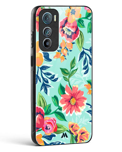 Flower Print on Canvas Glass Case Phone Cover-(Motorola)