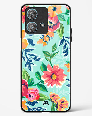Flower Print on Canvas Glass Case Phone Cover (Motorola)