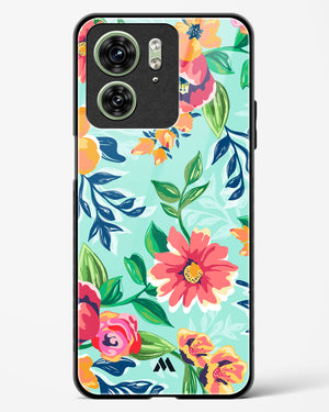 Flower Print on Canvas Glass Case Phone Cover (Motorola)