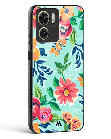 Flower Print on Canvas Glass Case Phone Cover-(Motorola)