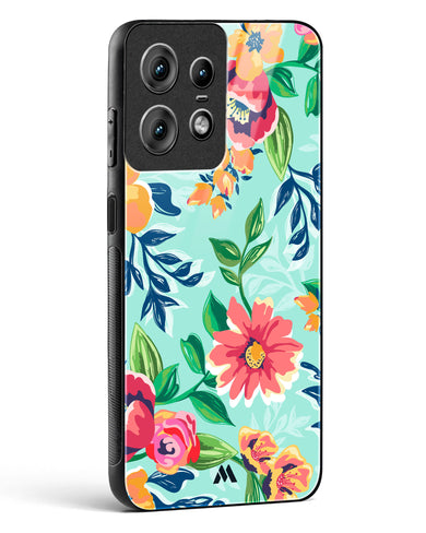 Flower Print on Canvas Glass Case Phone Cover (Motorola)