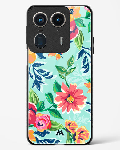 Flower Print on Canvas Glass Case Phone Cover (Motorola)