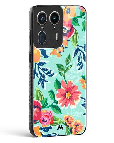 Flower Print on Canvas Glass Case Phone Cover (Motorola)