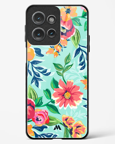 Flower Print on Canvas Glass Case Phone Cover (Motorola)