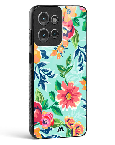 Flower Print on Canvas Glass Case Phone Cover (Motorola)