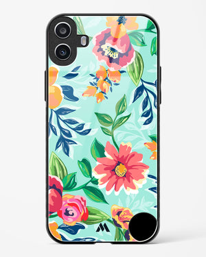 Flower Print on Canvas Glass Case Phone Cover (Nothing)