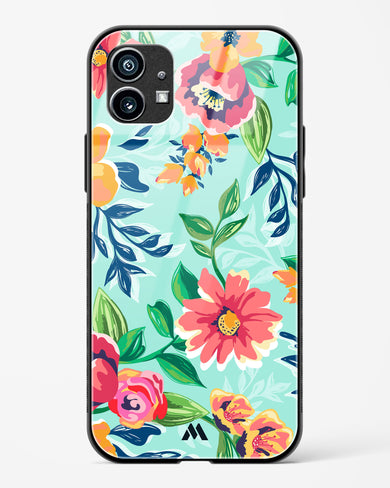 Flower Print on Canvas Glass Case Phone Cover (Nothing)