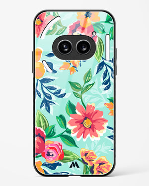 Flower Print on Canvas Glass Case Phone Cover (Nothing)