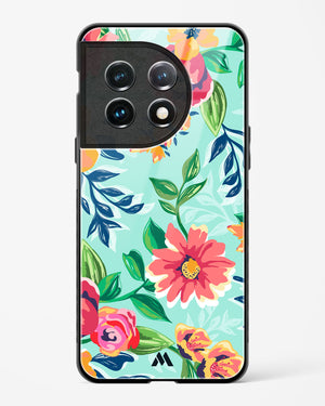 Flower Print on Canvas Glass Case Phone Cover (OnePlus)