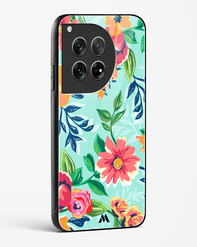 Flower Print on Canvas Glass Case Phone Cover (OnePlus)