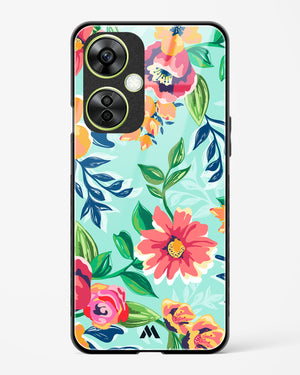 Flower Print on Canvas Glass Case Phone Cover-(OnePlus)