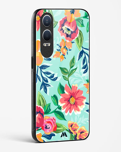 Flower Print on Canvas Glass Case Phone Cover (OnePlus)