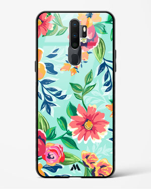 Flower Print on Canvas Glass Case Phone Cover-(Oppo)