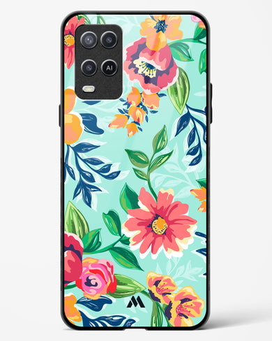 Flower Print on Canvas Glass Case Phone Cover (Oppo)