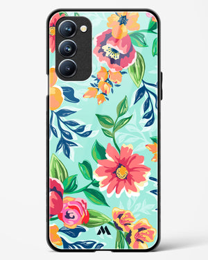 Flower Print on Canvas Glass Case Phone Cover (Oppo)