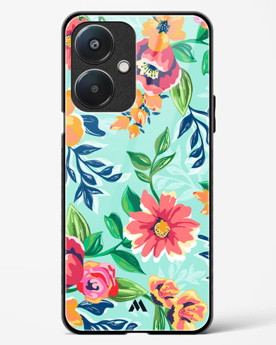 Flower Print on Canvas Glass Case Phone Cover (Oppo)