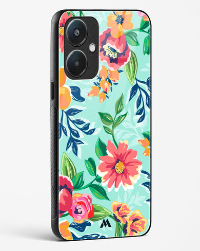 Flower Print on Canvas Glass Case Phone Cover (Oppo)