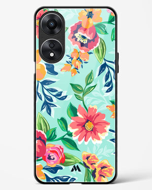 Flower Print on Canvas Glass Case Phone Cover (Oppo)