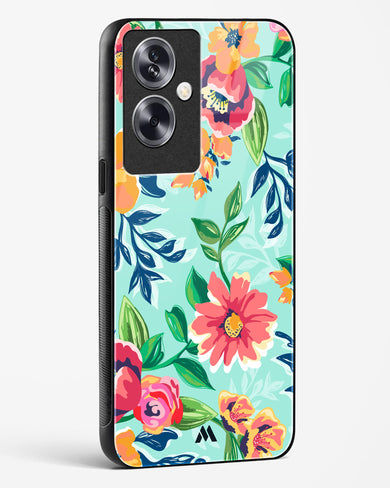 Flower Print on Canvas Glass Case Phone Cover (Oppo)