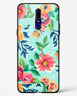 Flower Print on Canvas Glass Case Phone Cover (Oppo)