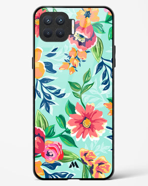 Flower Print on Canvas Glass Case Phone Cover (Oppo)