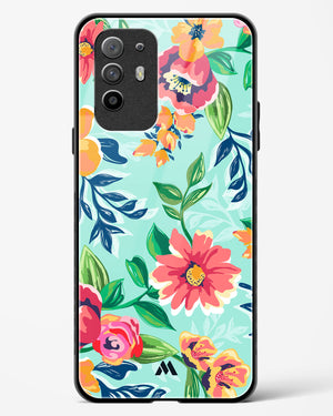 Flower Print on Canvas Glass Case Phone Cover (Oppo)