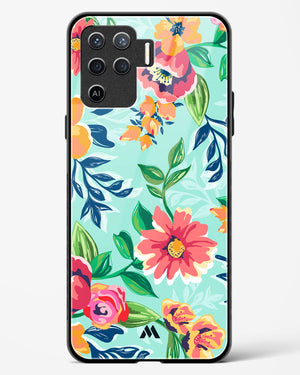 Flower Print on Canvas Glass Case Phone Cover (Oppo)