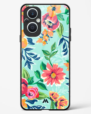 Flower Print on Canvas Glass Case Phone Cover (Oppo)