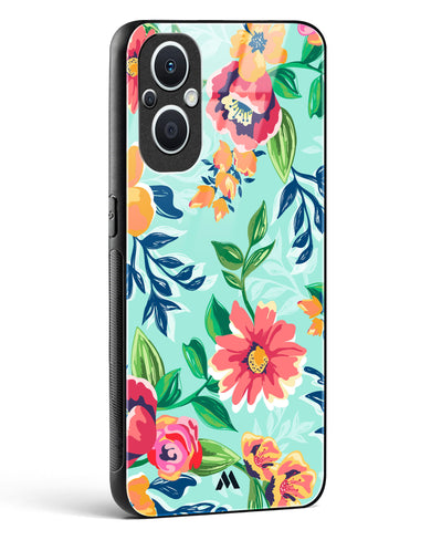 Flower Print on Canvas Glass Case Phone Cover (Oppo)