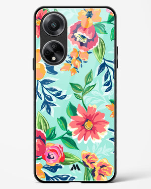 Flower Print on Canvas Glass Case Phone Cover (Oppo)