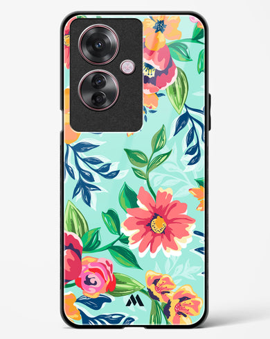 Flower Print on Canvas Glass Case Phone Cover (Oppo)