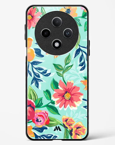 Flower Print on Canvas Glass Case Phone Cover (Oppo)