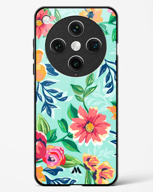 Flower Print on Canvas Glass Case Phone Cover (Oppo)