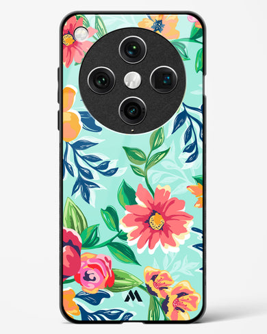 Flower Print on Canvas Glass Case Phone Cover (Oppo)